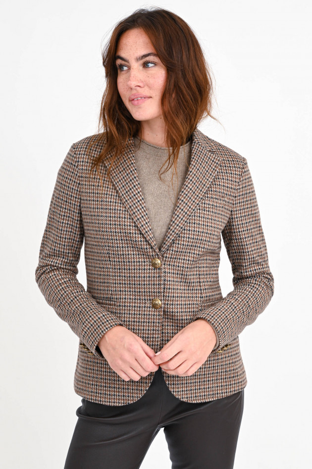 Pamela Henson Karierter Blazer JACKIE in Braun/Taupe/Schwarz