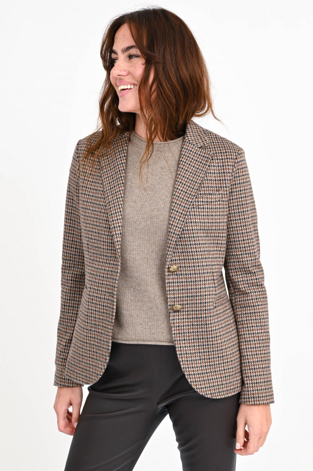 Pamela Henson Karierter Blazer JACKIE in Braun/Taupe/Schwarz