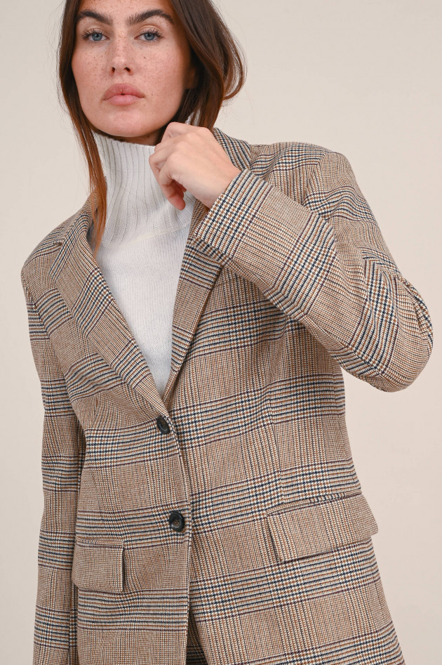 Pamela Henson Wollmix Blazer mit Karo Muster in Braun