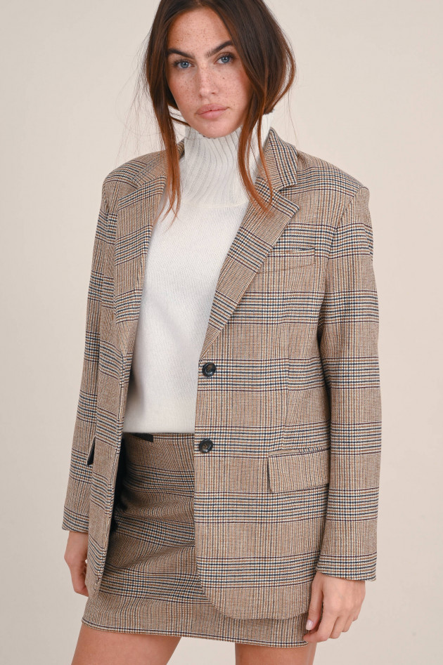 Pamela Henson Wollmix Blazer mit Karo Muster in Braun