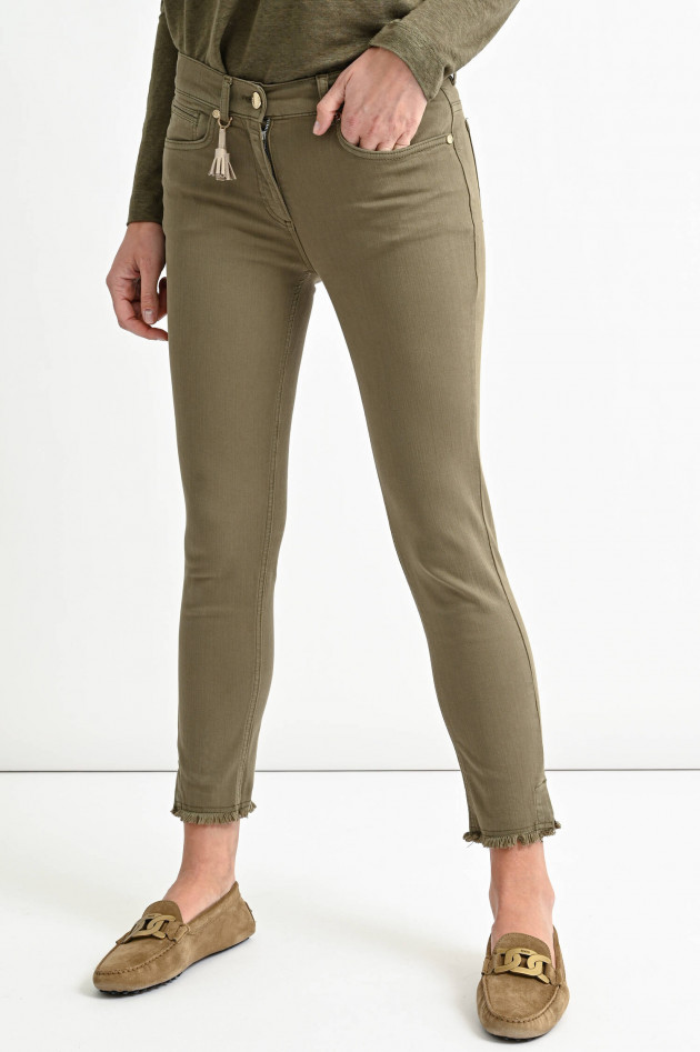 Pamela Henson Jeans CINQ CUT in Oliv
