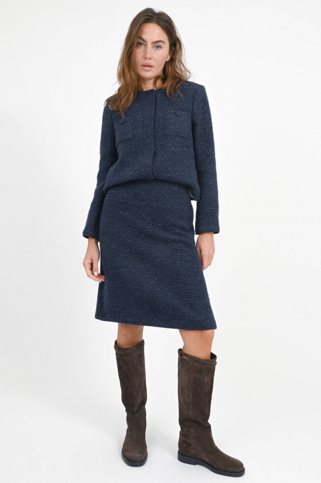 Pamela Henson Tweed Rock HALLA mit Paspeltasche in Midnight