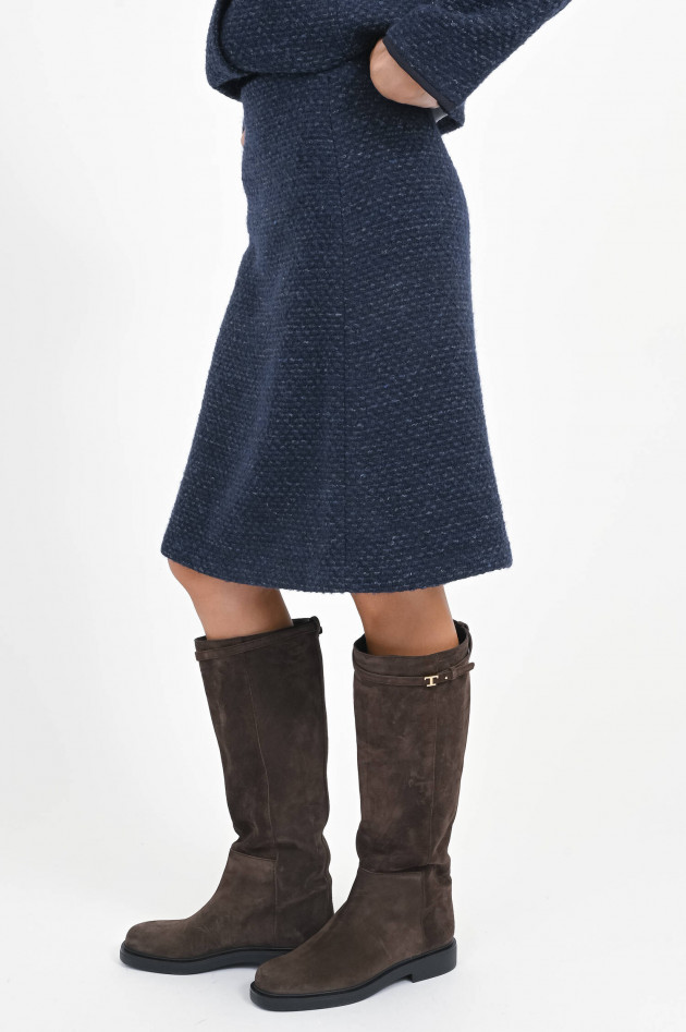 Pamela Henson Tweed Rock HALLA mit Paspeltasche in Midnight