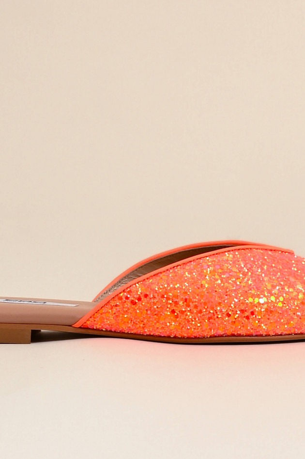 Pao Mules mit Pailletten in Neonorange