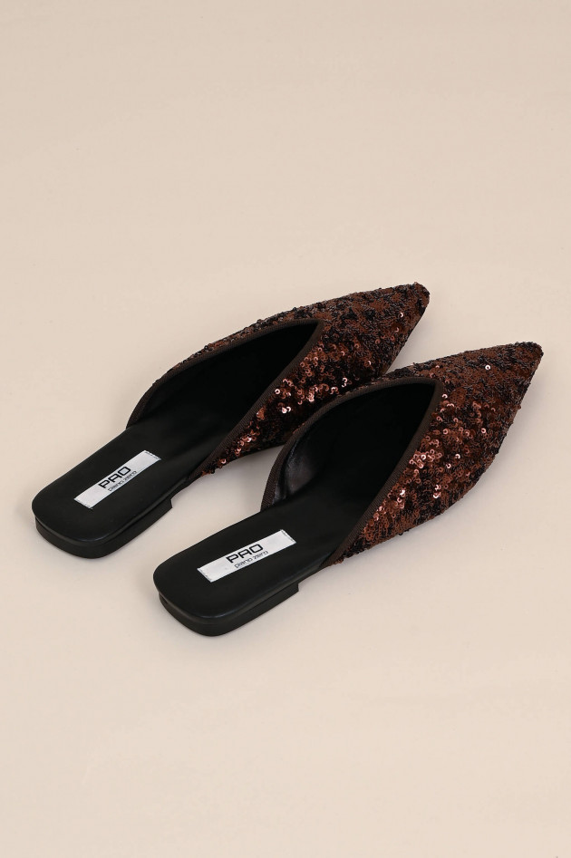 Pao Mules mit Pailetten in Braun