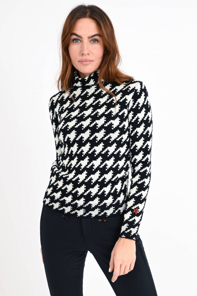 Perfect Moment Rollkragenpullover HOUNDSTOOTH in Schwarz/Weiß