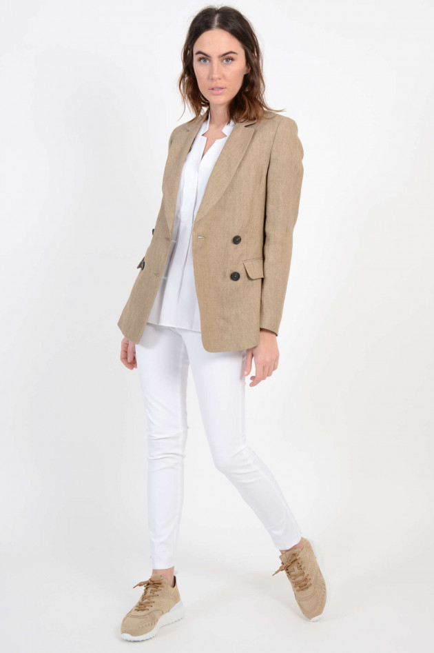 Peserico Blazer aus Leinen in Braun meliert