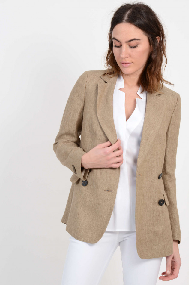 Peserico Blazer aus Leinen in Braun meliert