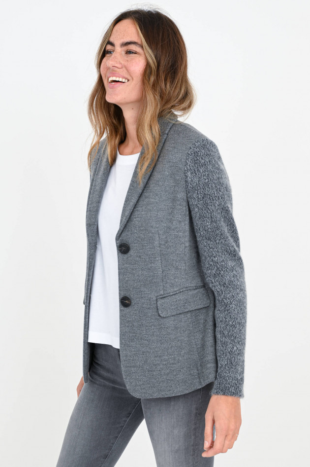 Peserico Jersey-Blazer mit Strickarm in Grau