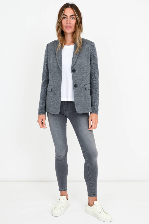 Peserico Jersey-Blazer mit Strickarm in Grau