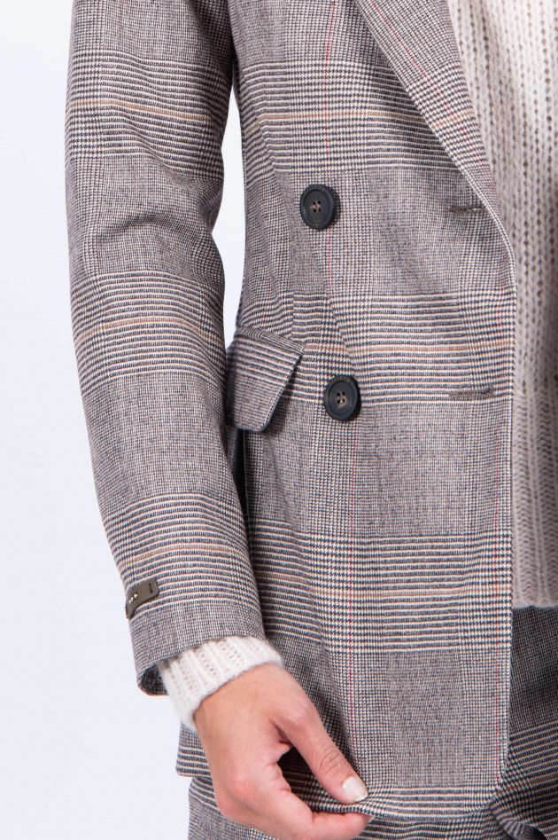 Peserico Glencheck-Blazer in Braun kariert