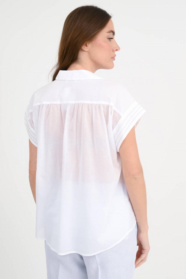 Peserico Kurzarm-Bluse mit Perlen-Details in Weiß
