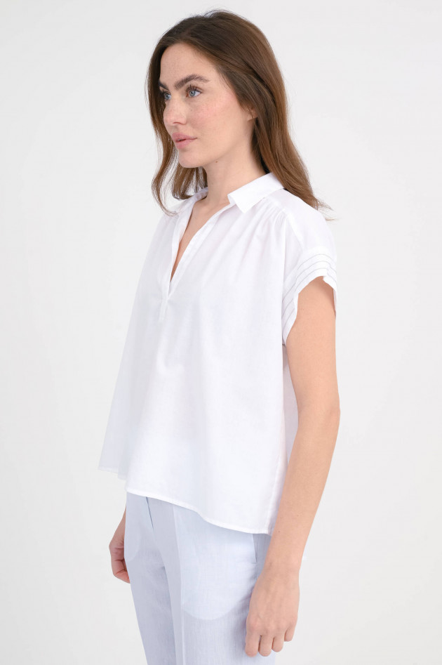 Peserico Kurzarm-Bluse mit Perlen-Details in Weiß