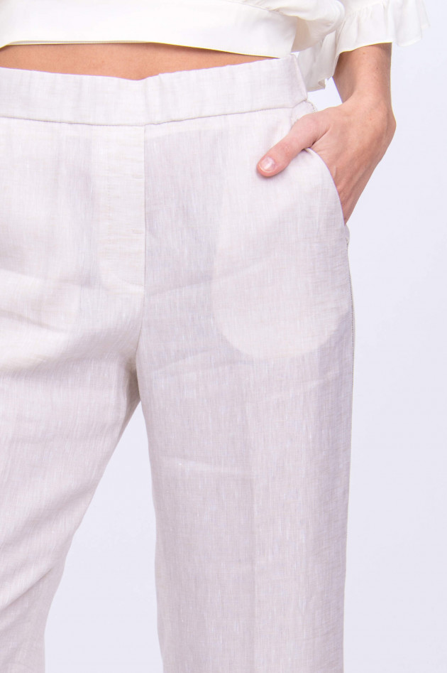 Peserico Leinenhose mit Schmuckstein-Details in Natur