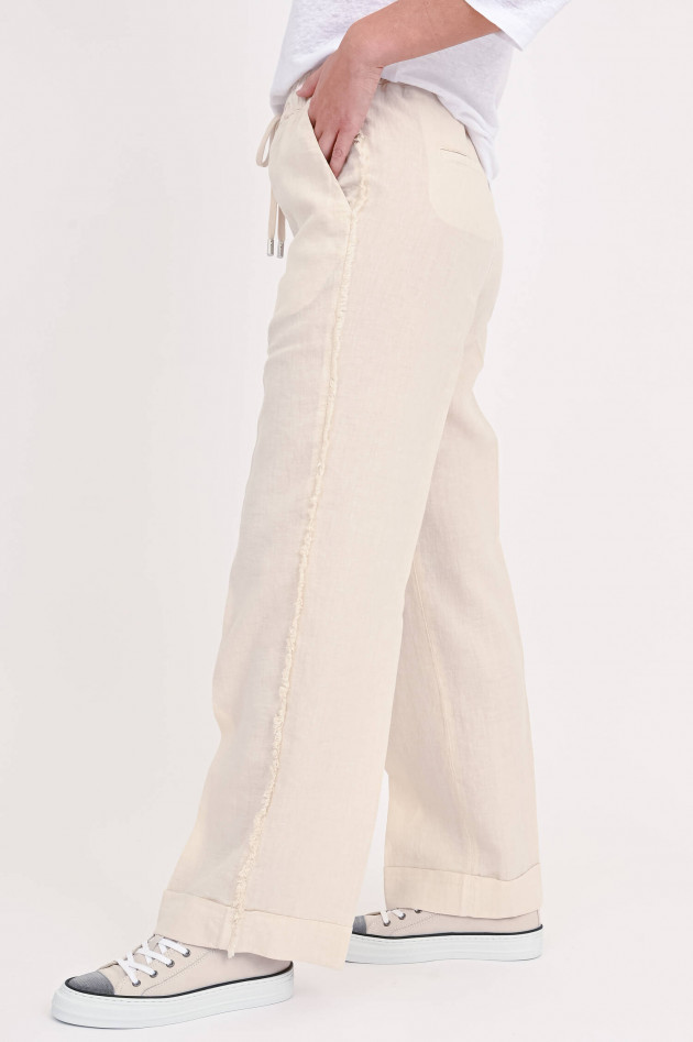 Peserico Leinenhose mit Fransen in Beige