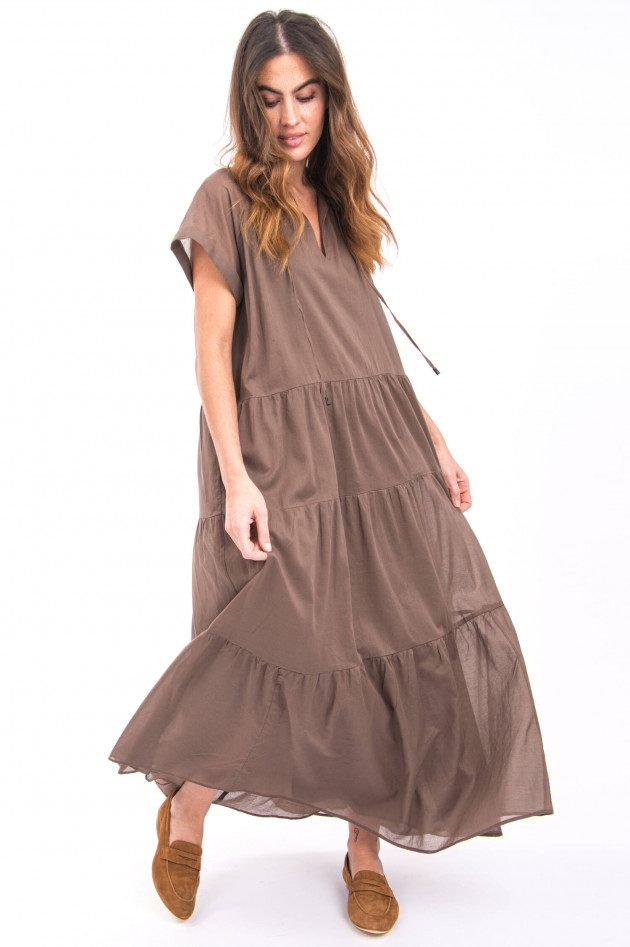 Peserico Maxi-Kleid mit Volants in Coffee