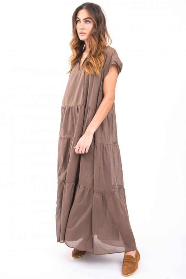 Peserico Maxi-Kleid mit Volants in Coffee