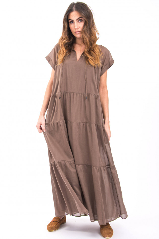 Peserico Maxi-Kleid mit Volants in Coffee