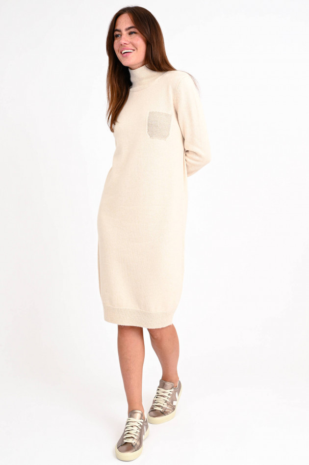 Peserico Turtleneck-Strickkleid in Hellbeige