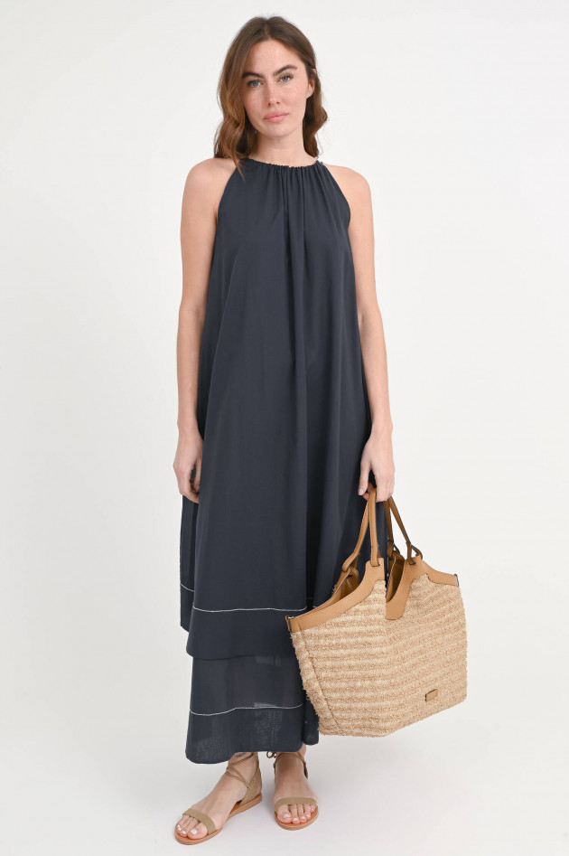 Peserico Maxikleid mit Perlendetails in Marine