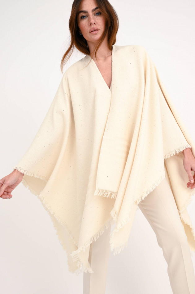 Peserico Cape mit Pailetten in Creme