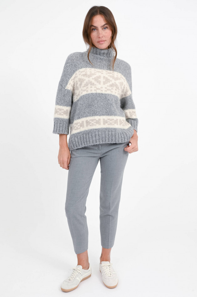 Peserico Pullover aus Alpaka-Woll-Mix in Grau/Creme
