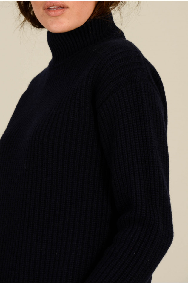 Peserico Rippstrick - Rollkragenpullover in Navy