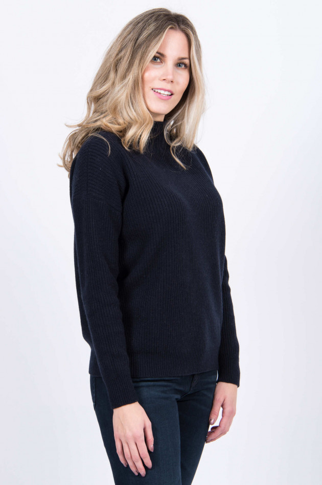 Peserico Wollpullover mit Stehkragen in Navy