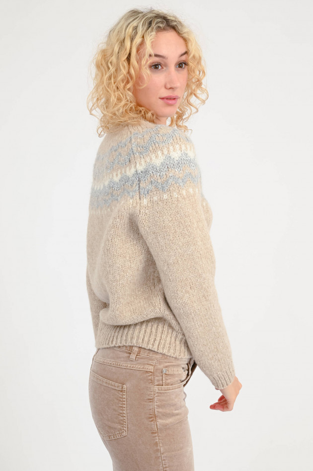 Peserico  Pullover aus Alpaka-Woll-Mix in Beige/Hellgrau