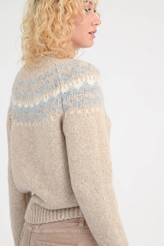 Peserico  Pullover aus Alpaka-Woll-Mix in Beige/Hellgrau