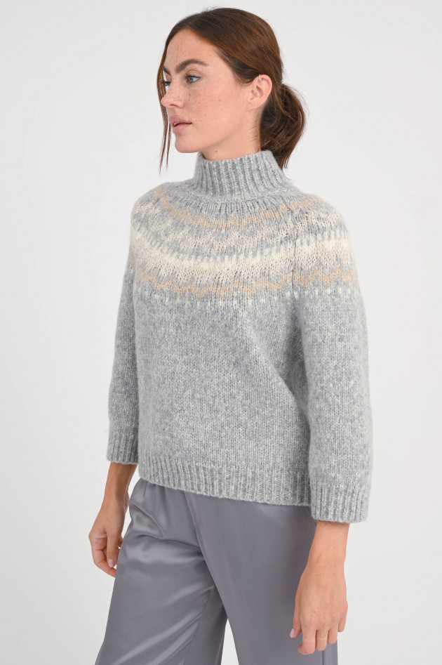 Peserico Pullover aus Alpaka-Woll-Mix in Hellgrau/Natur