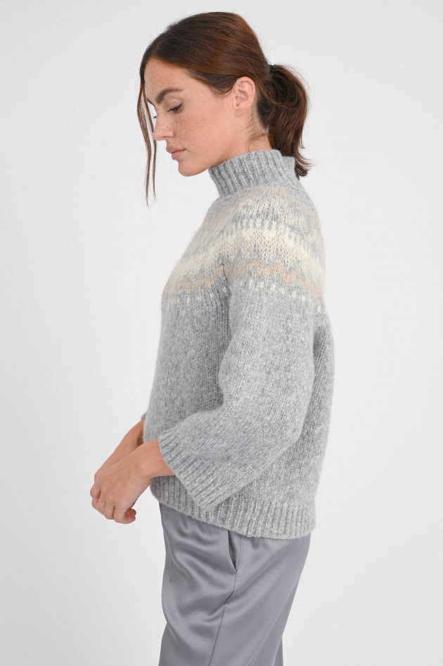Peserico Pullover aus Alpaka-Woll-Mix in Hellgrau/Natur