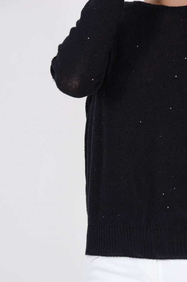 Peserico Baumwollpullover mit Rückenausschnitt und Schnürung in Navy