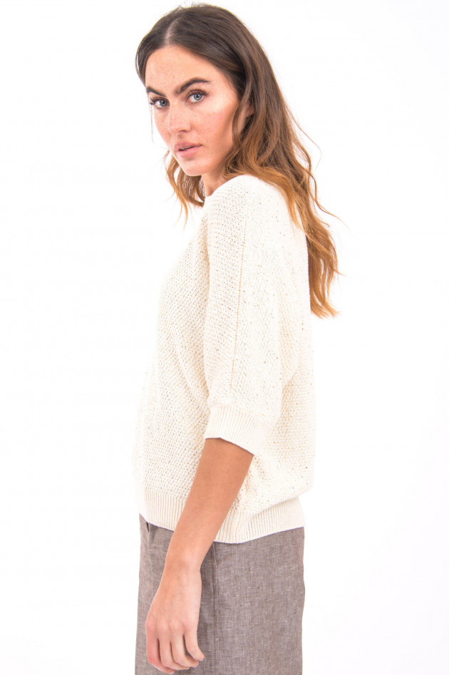 Peserico Strickpullover mit Paillettendetails in Creme