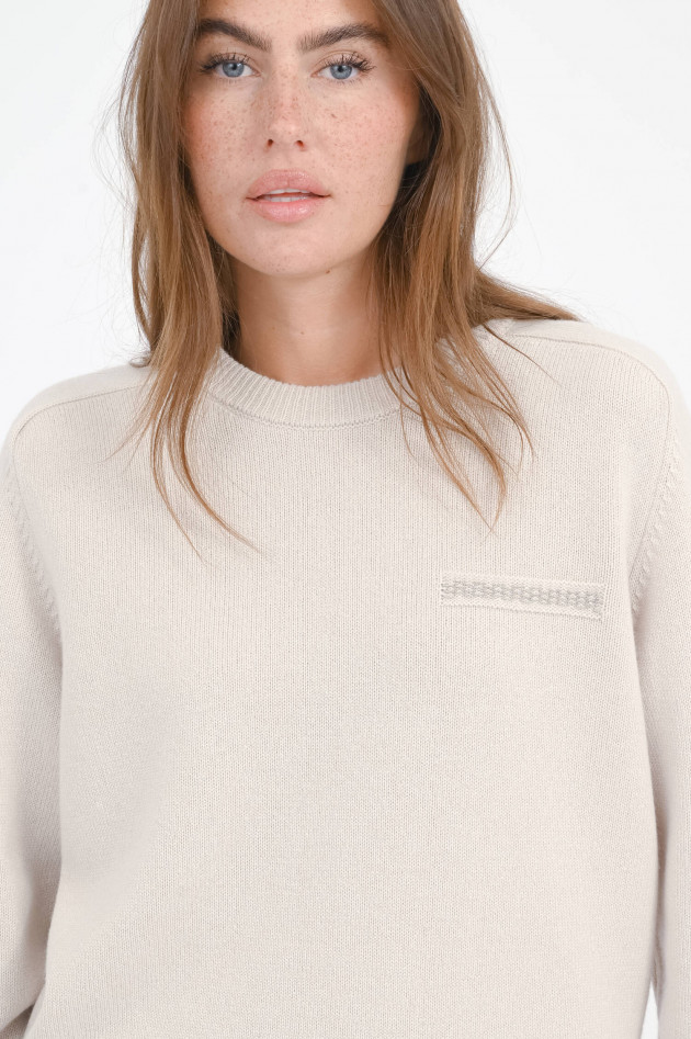 Peserico Seiden-Mix Pullover mit Perlen-Detail in Opal