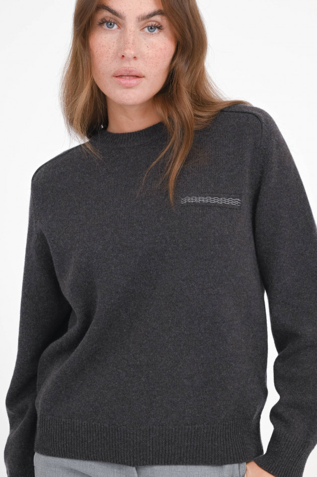 Peserico Seiden-Mix Pullover mit Perlen-Detail in Braun
