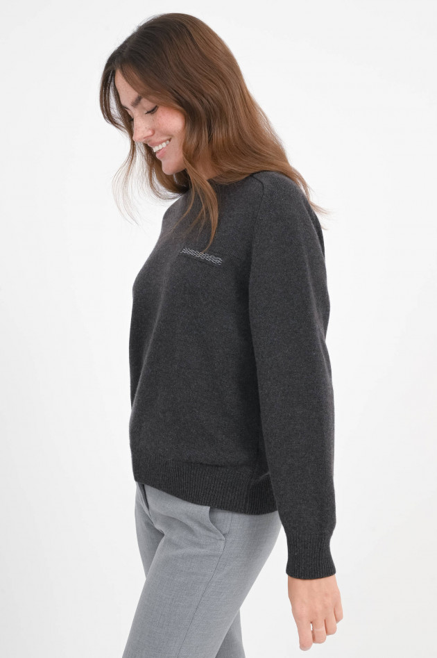 Peserico Seiden-Mix Pullover mit Perlen-Detail in Braun