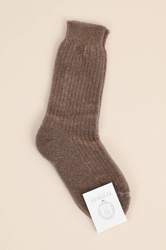Peserico Socken mit Lurex-Fäden in Braun