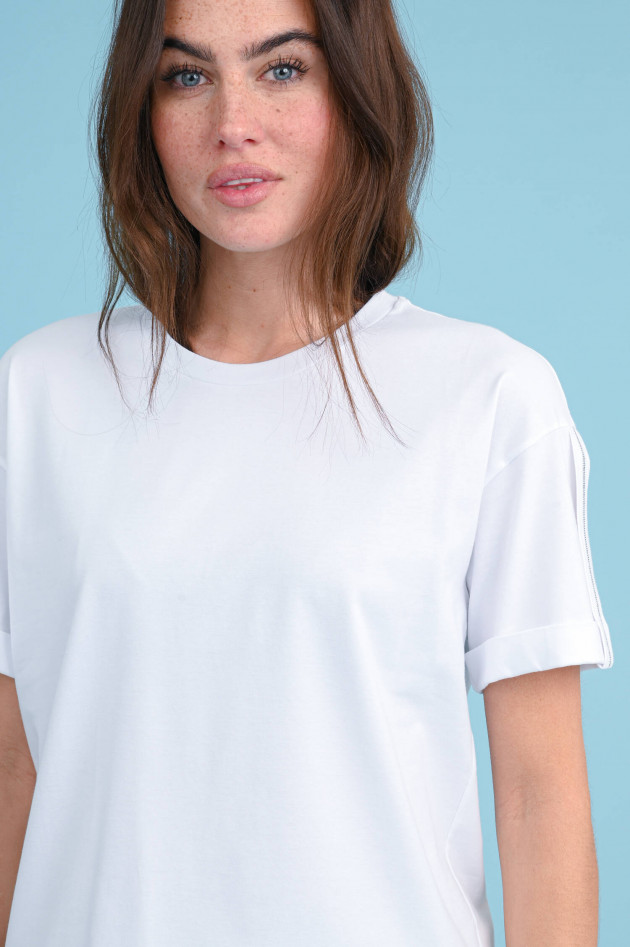 Peserico Kurzarm Shirt mit Umschlag in Weiß