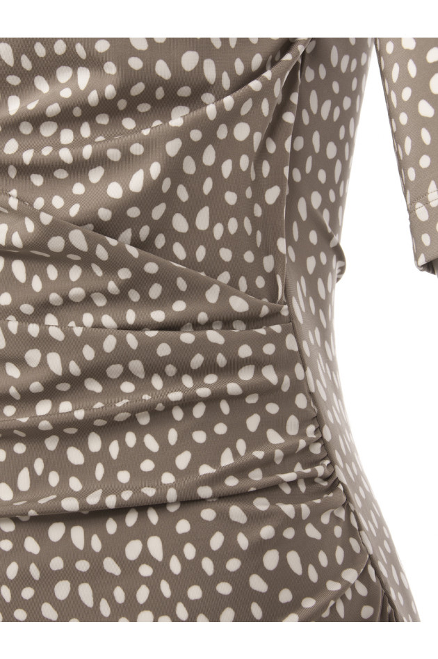 Peserico Strechkleid mit weißen Punkten in Taupe