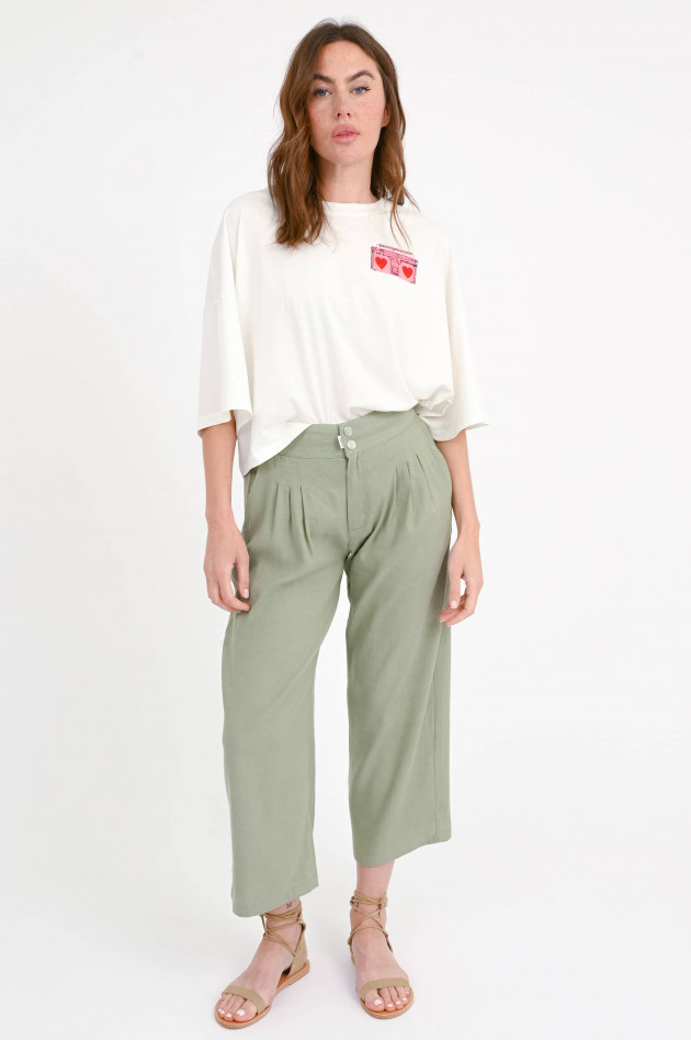 PNTS Cropped Hose mit Bundfalten in Khaki