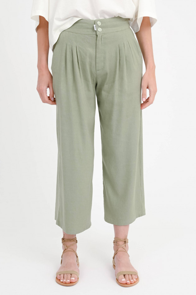 PNTS Cropped Hose mit Bundfalten in Khaki