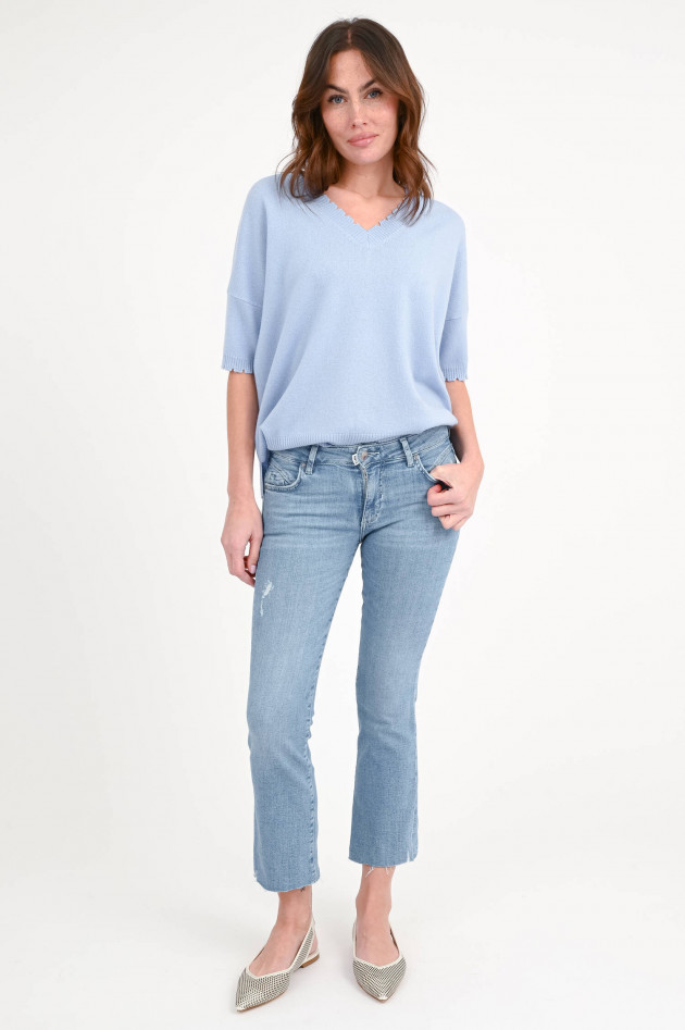 PNTS Cropped Flared Denim in Hellbau