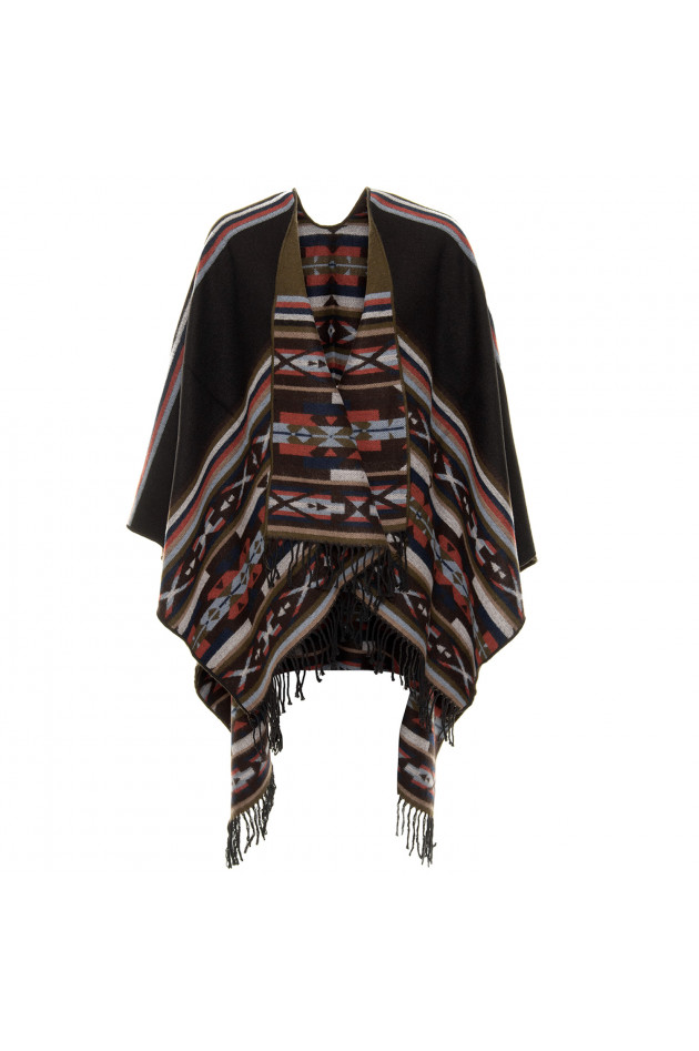 Kiboots Poncho gemustert in Olive