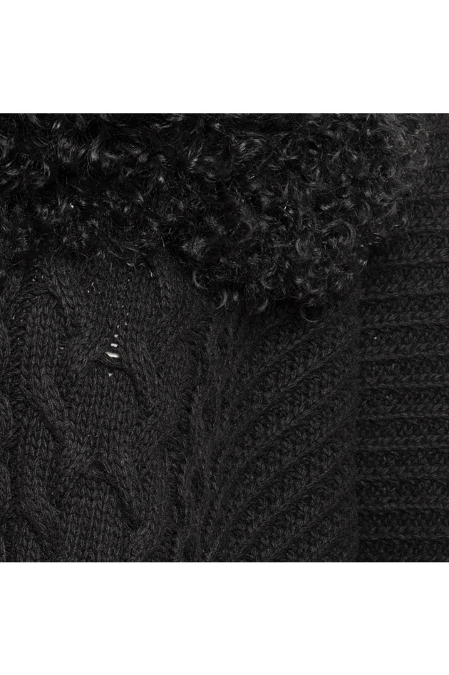 Hayley Menzies London Poncho mit Fellbesatz in Schwarz