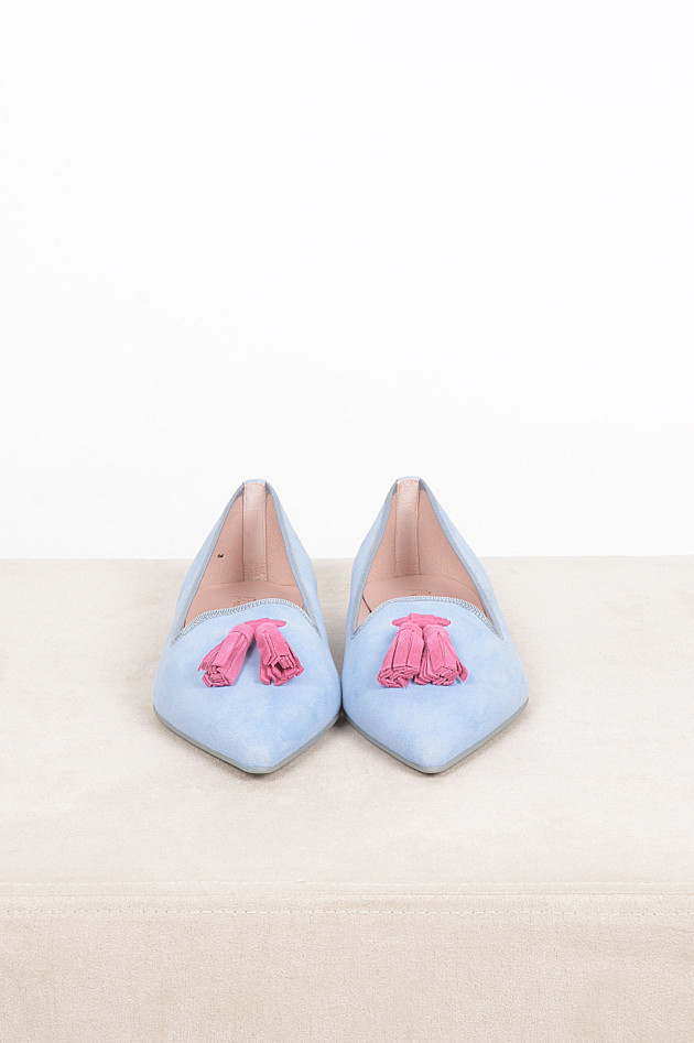 Pretty Ballerinas Loafers mit Tassel in Hellblau/Pink