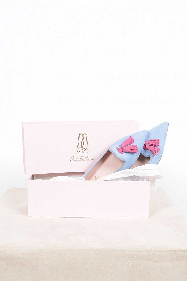 Pretty Ballerinas Loafers mit Tassel in Hellblau/Pink