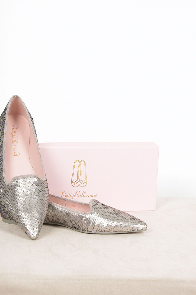 Pretty Ballerinas Loafers mit Pailetten in Silber