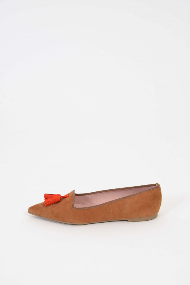 Pretty Ballerinas Loafers aus Veloursleder in Camel/Orange