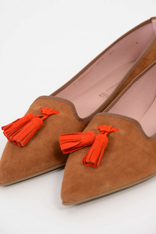 Pretty Ballerinas Loafers aus Veloursleder in Camel/Orange